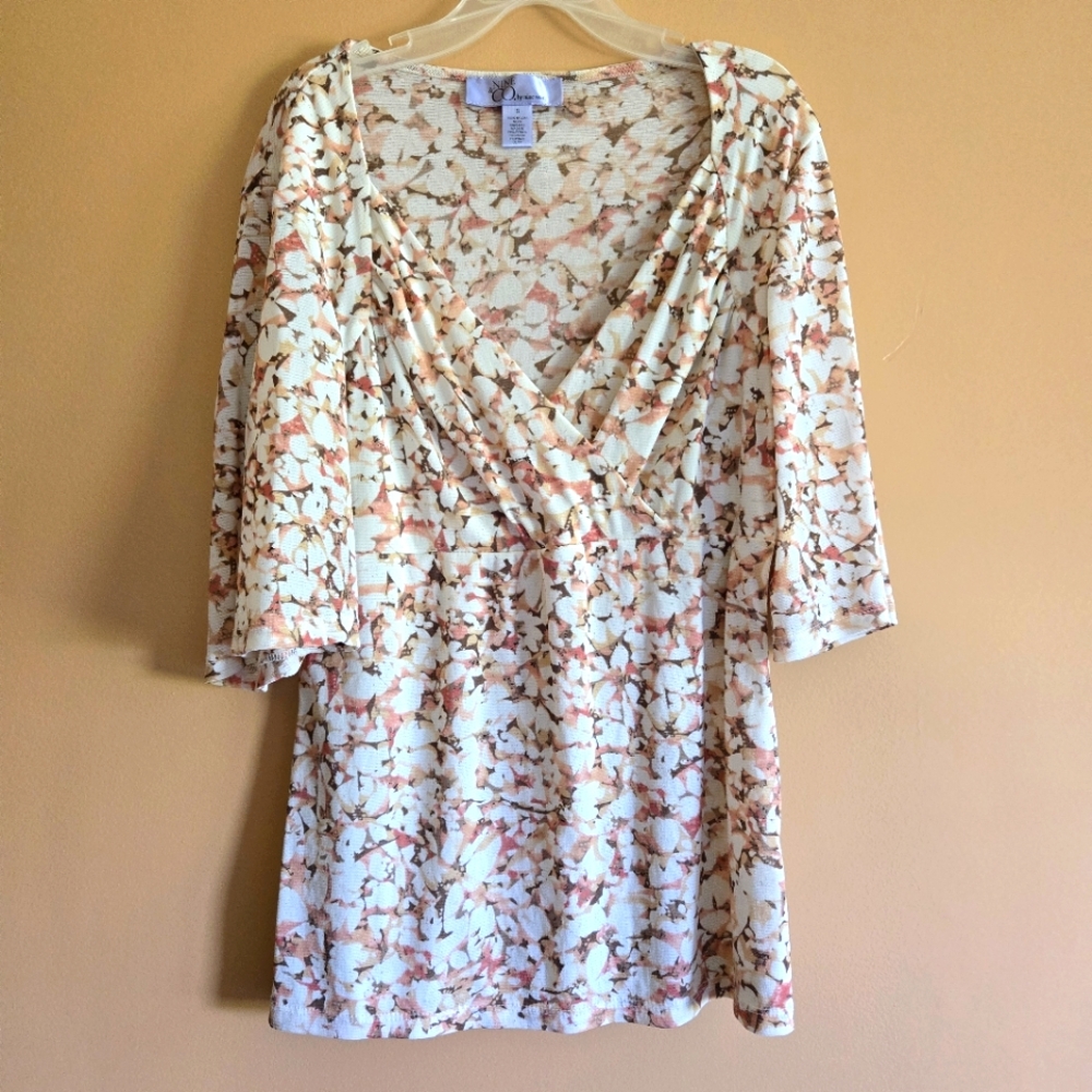 Nine & Co Floral Wrap V-Neck Blouse, S